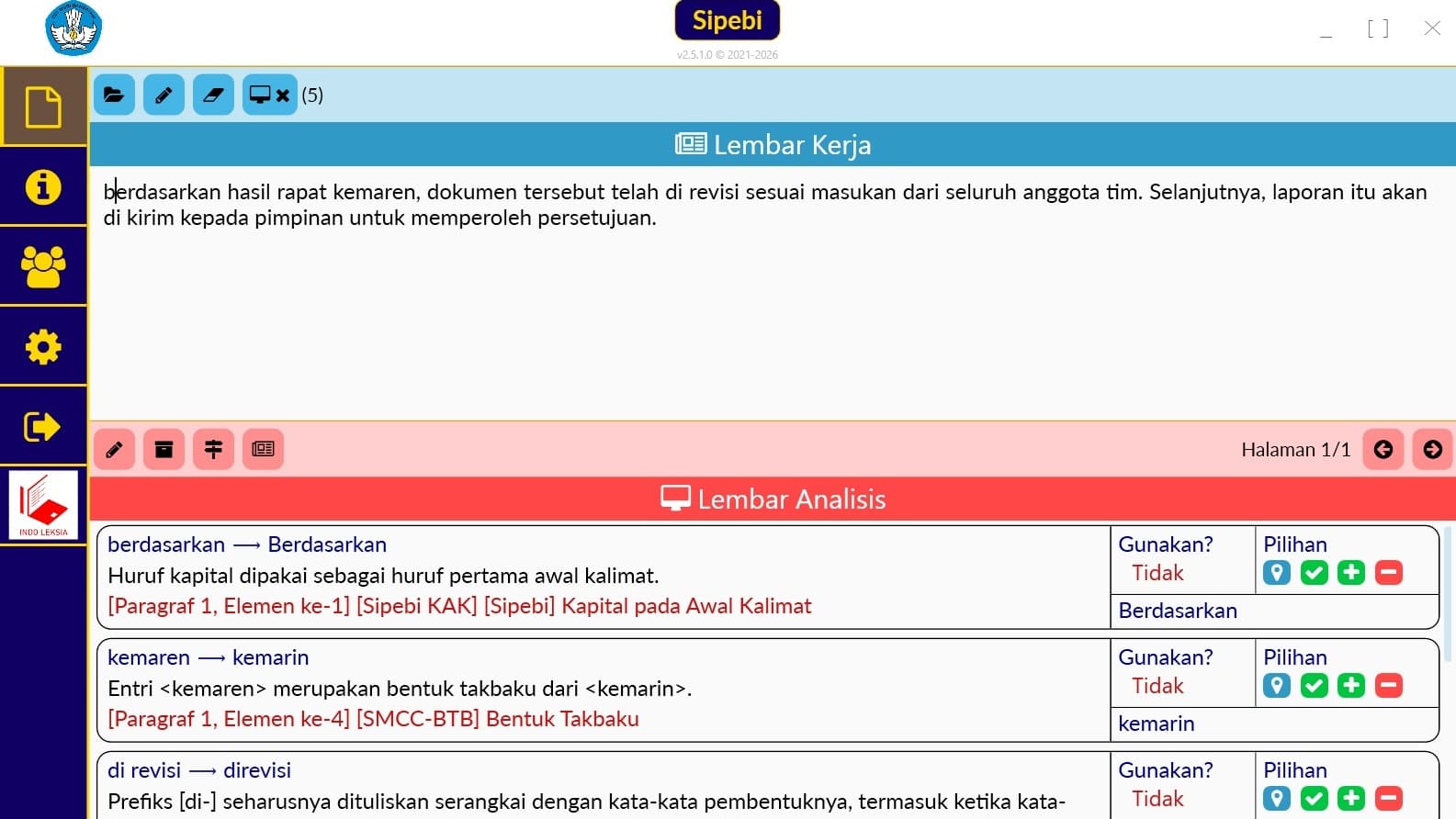 SIPEBI: Aplikasi Penyuntingan Ejaan Bahasa Indonesia